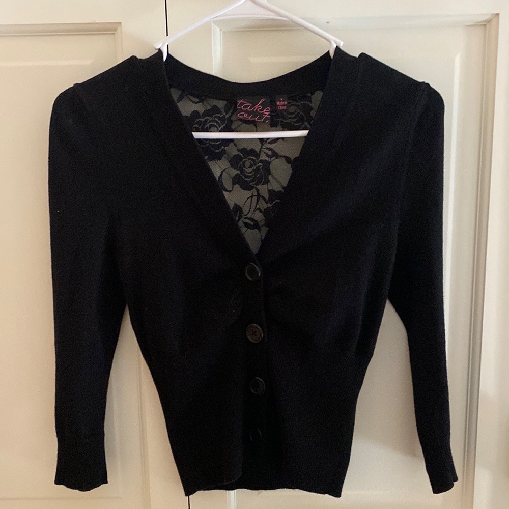 Black lace button cardigan